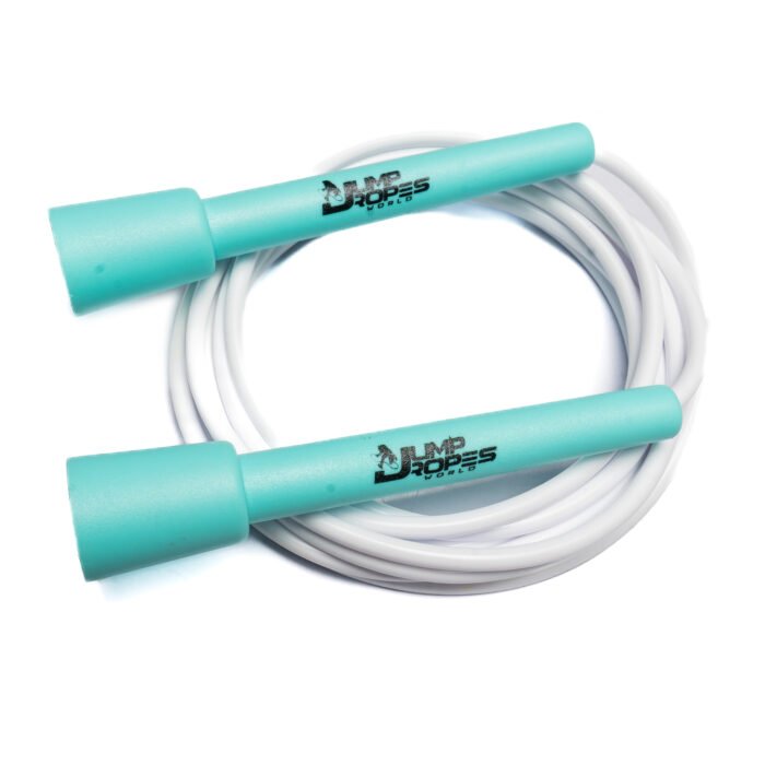 Professional Jump Rope-White with Mint Blue Handle