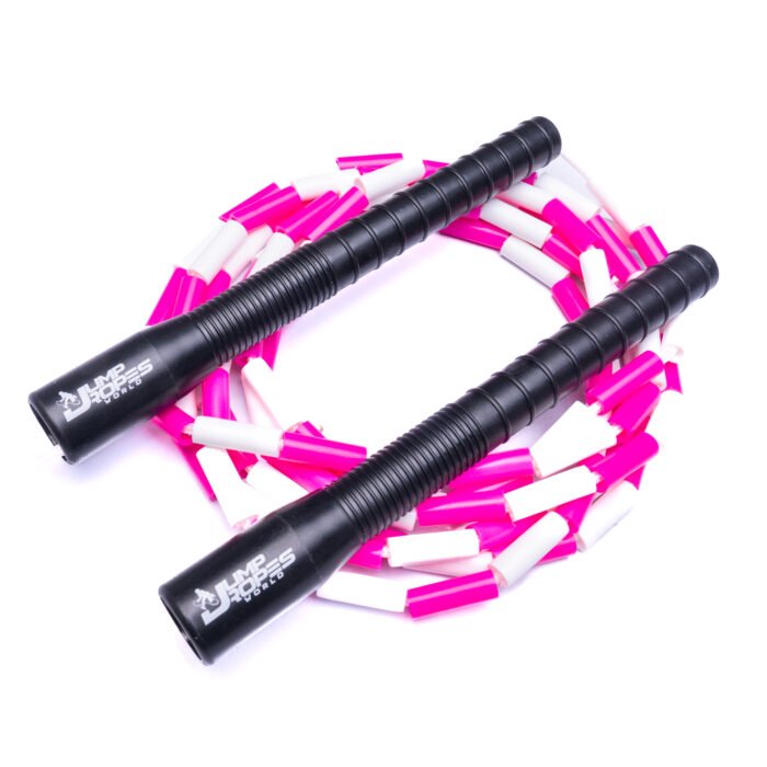 Long Handle Beaded Jump Rope-White and Pink