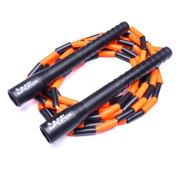 Long Handle Beaded Jump Rope-Orange and Black