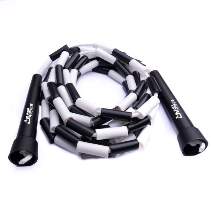 Short Handle Beaded Jump Rope-White and Black