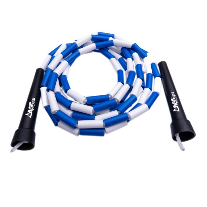 Short Handle Beaded Jump Rope-White and Blue
