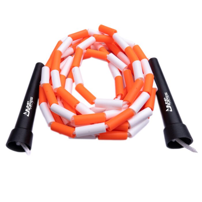 Short Handle Beaded Jump Rope-White and Orange