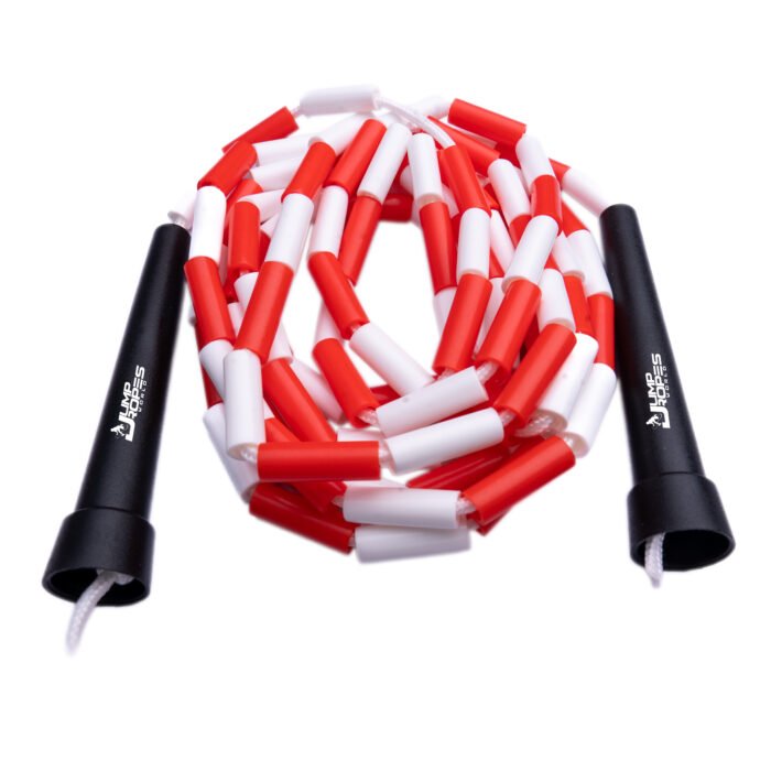 Short Handle Beaded Jump Rope-White and Red