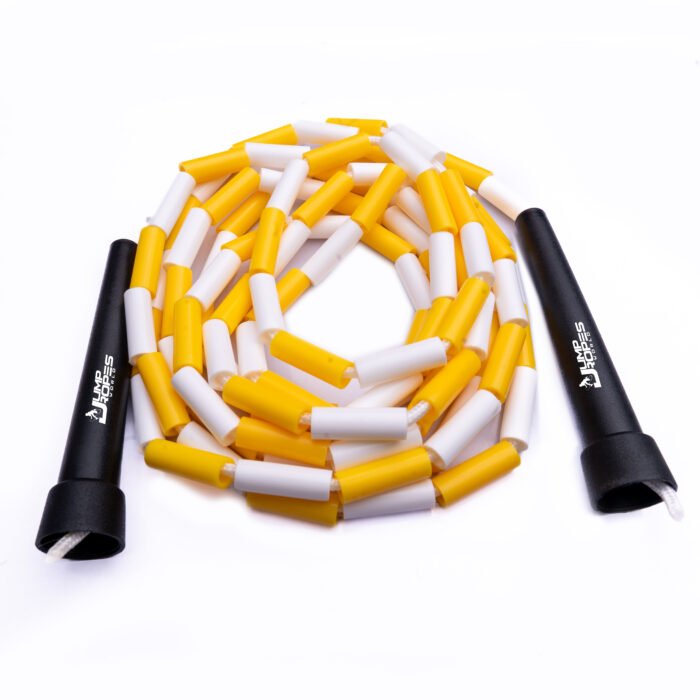 Short Handle Beaded Jump Rope-White and Yellow